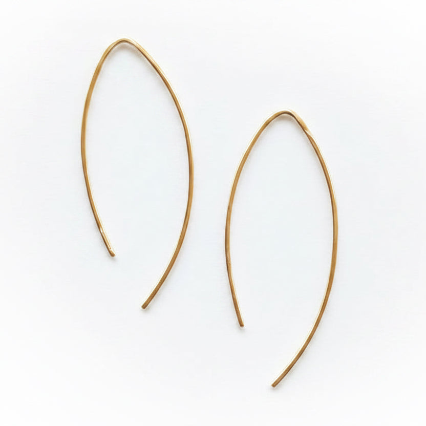 14k solid gold open hoop earrings - minimalist geometric open hoop, yellow gold
