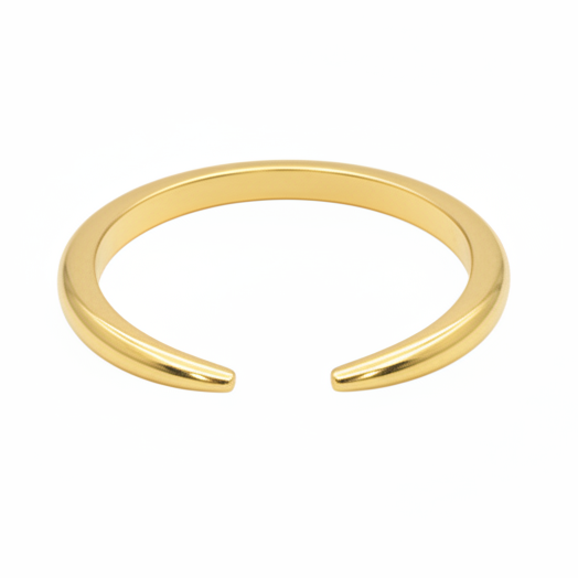 14k solid gold open claw ring - minimalist open band ring tapered design, yellow gold 