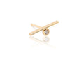 14k solid gold bar bezel diamond minimalist stud earrings - bezel set diamond bar stud, yellow gold
