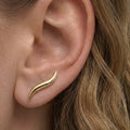 14k solid gold wave ear climbers - sculptural wave ear climber cuff, yellow gold

