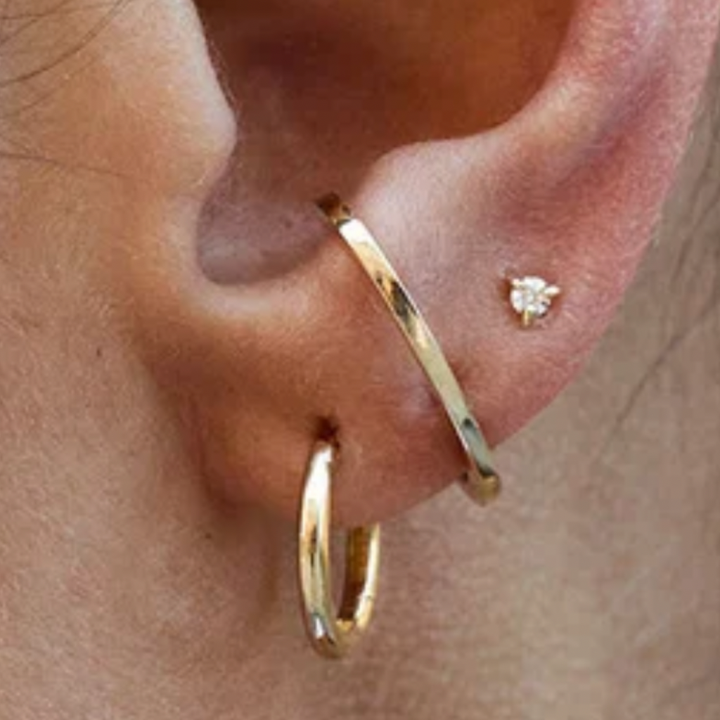 14k solid gold wrap cuff huggie earring - sculptural gold ear wrap cuff, yellow gold
