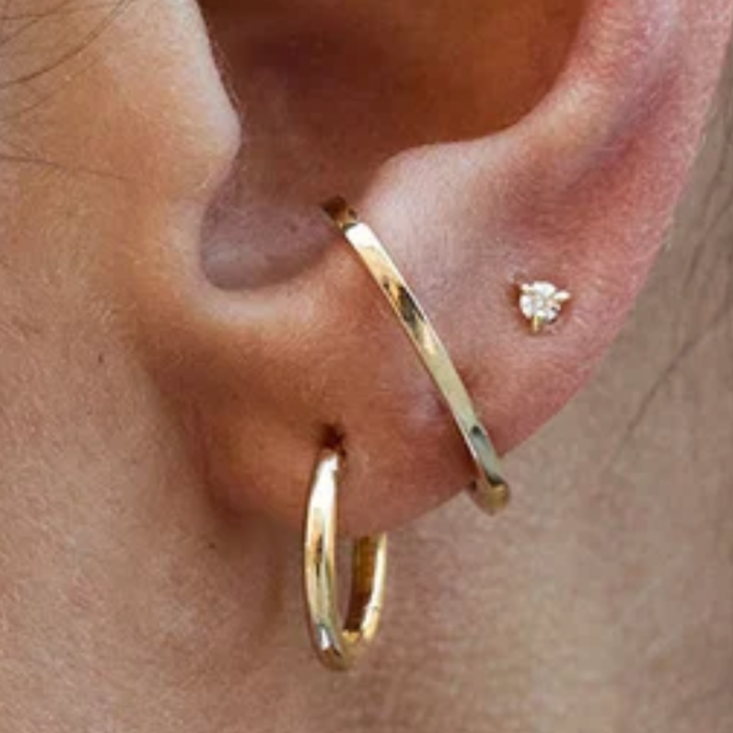 14k solid gold wrap cuff huggie earring - sculptural gold ear wrap cuff, yellow gold
