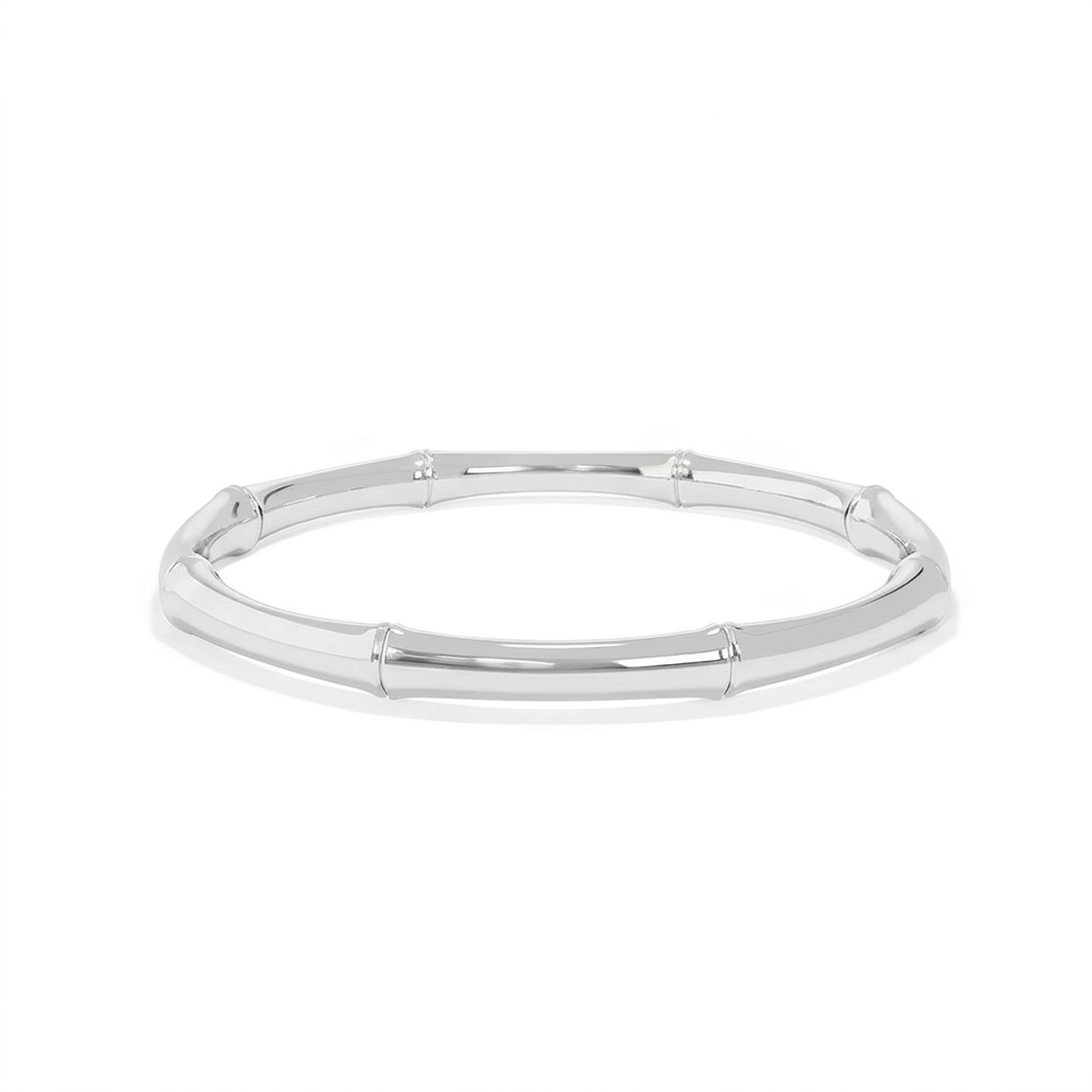 14k solid gold bamboo stack ring - textured bamboo motif gold stacking ring, white gold
