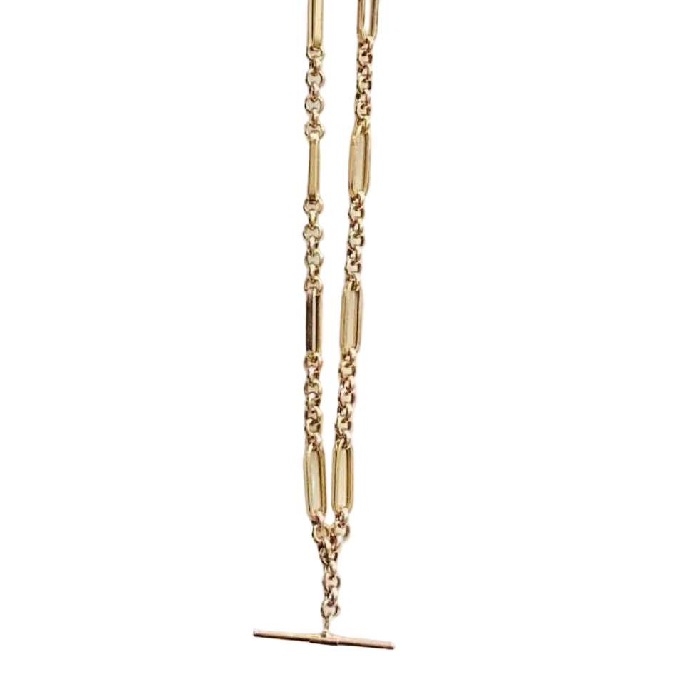 9k Vintage Figaro T Bar Chain Necklace