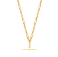 9k Vintage Figaro T Bar Chain Necklace