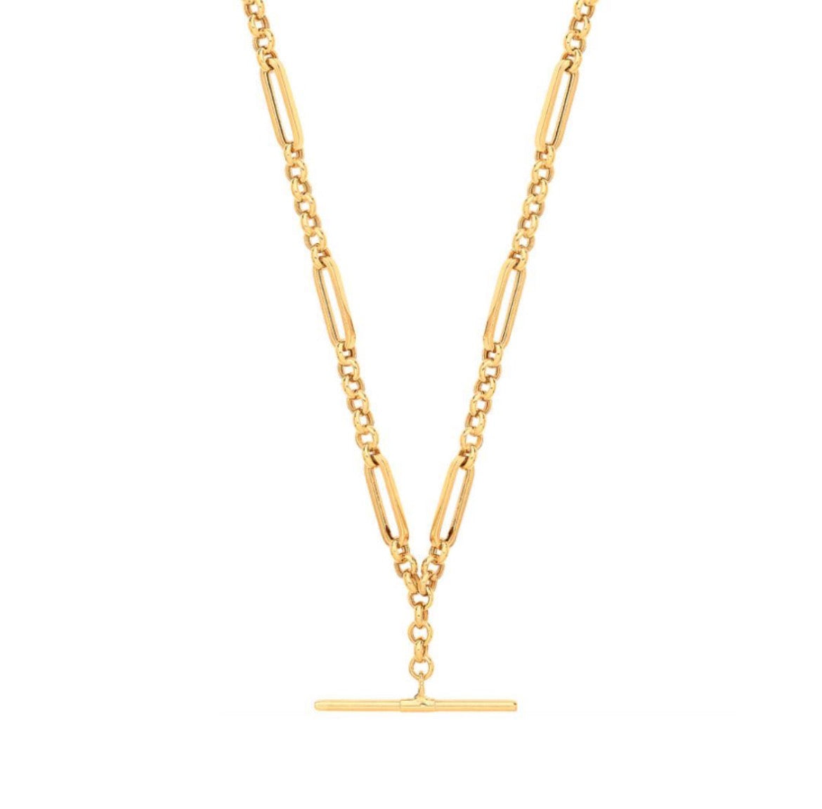 9k Vintage Figaro T Bar Chain Necklace