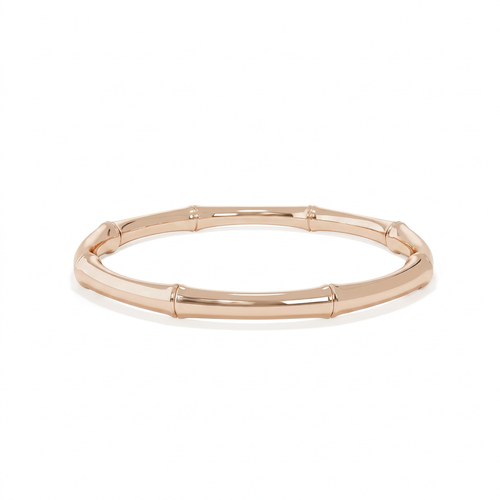 14k solid gold bamboo stack ring - textured bamboo motif gold stacking ring, yellow gold

