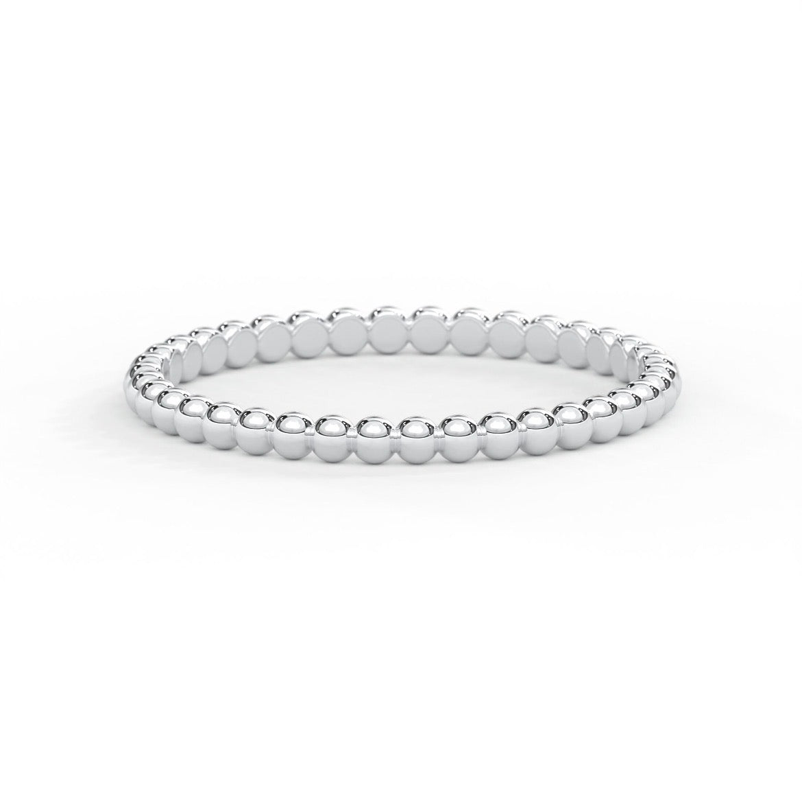 14k solid gold beaded stack ring - delicate beaded texture gold stacking ring, white gold
