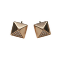 14k solid gold pavé diamond pyramid stud earrings - pavé diamond geometric pyramid stud, rose gold
