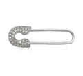 14k solid gold diamond safety pin earring - pavé diamond sculptural stud earring, white gold

